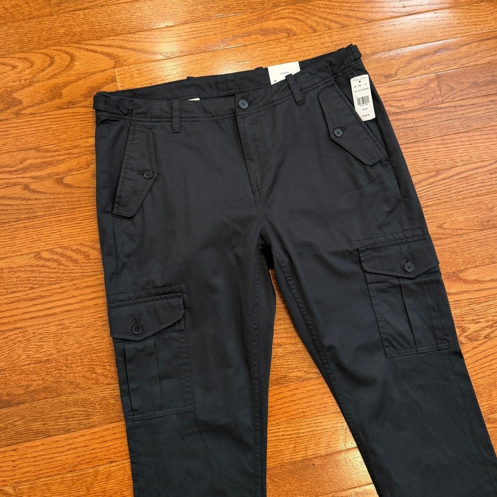 New Brooks Brothers Cargo Pants Men 34x30 Black Utility Side Tabs Plain Front